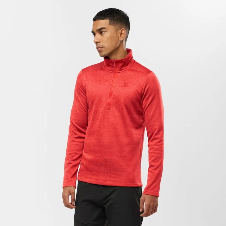 Moletom Salomon Essential Lightwarm Seamless Half Zip Masculino Vermelhas | PT T39840